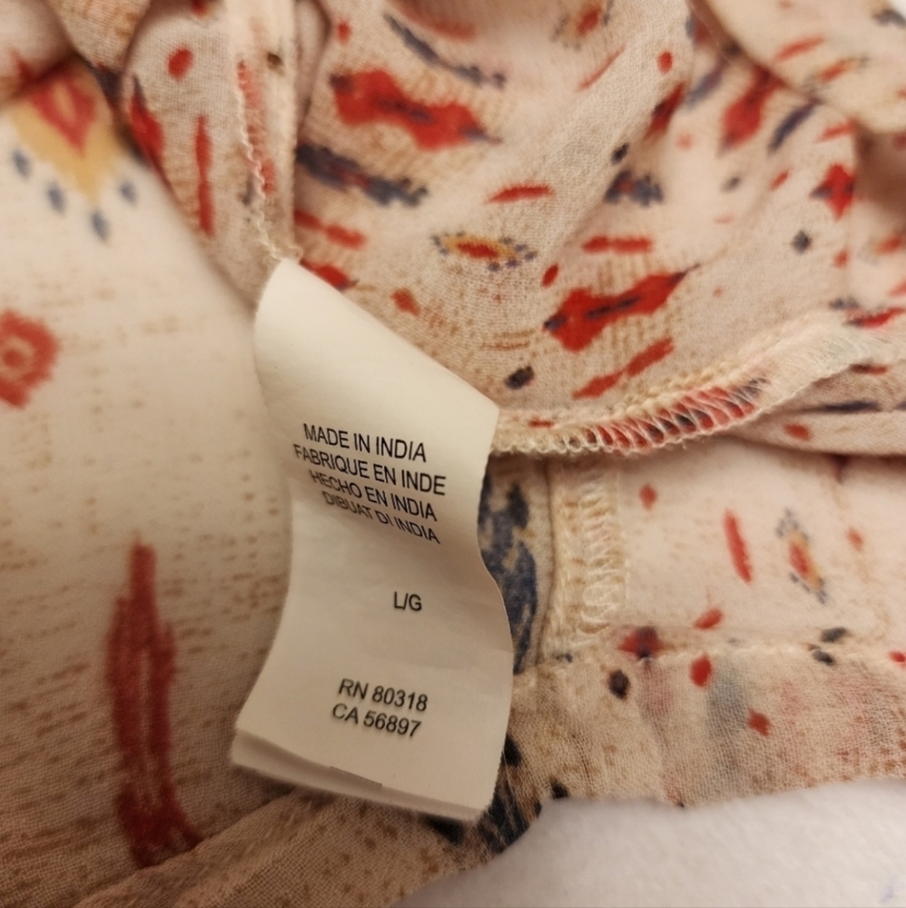 Lucky Brand Semi Sheer Western Blouse Size L - Picture 10 of 14